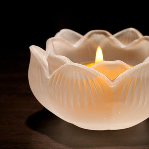 供佛仿琉璃酥油燈座蓮花燭臺(tái)佛前供燈七彩燭燈佛教用品蠟燭酥油燈